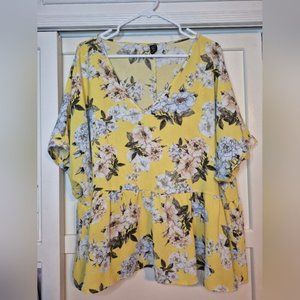 Peplum Blouse, Shein, 3XL, Yellow